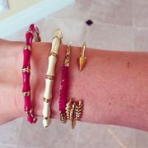 Stella & Dot | Dainty Gold Bangle Bracelet 🌸🦄💫✨PINK+Gold Julep Bangle - Picture 8 of 8